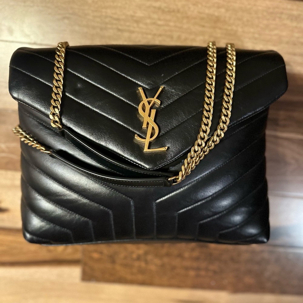YSL Lou Lou Medium Black Calfskin Purse